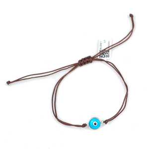 Trendy Evil Eye Brown String Bracelet with Diamond Alloy <b>Charm</b> <b>Bangles</b> Gift - Product Image 1