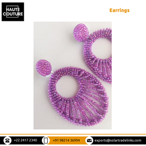 La última joyería de moda, tamaños y colores personalizados disponibles para pendientes de cuentas ovalados de 8 cm de largo hechos a mano - Product Image 5