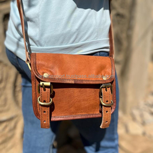 หนังสีน้ําตาลสไตล์ใหม่กระเป๋าสะพายวินเทจส่งออกกระเป๋าหนังแพะคุณภาพสูงสํานักงานใช้ Messenger กระเป๋า 5 * 7 นิ้ว - Product Image 5