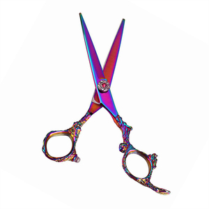 Ciseaux de qualité supérieure arc-en-ciel avec vis réglable Salon de coiffure Ciseaux de beauté élégants Poignée de dragon enduite de couleur Cheveux élégants - Product Image 1