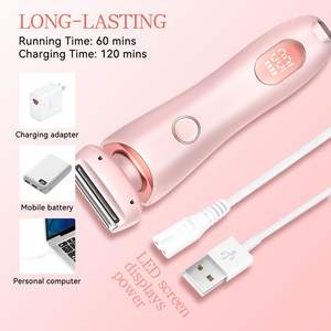 Rasoir électrique rechargeable pour femmes, étanche IPX7, rasoir rotatif indolore, utilisation humide/sèche sur le visage et le corps, lavable - Product Image 1