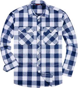 Chemise élégante à manches longues en flanelle pour homme, douce et respirante, coupe régulière, décontracté, style semi-formel pour l'automne. - Product Image 1