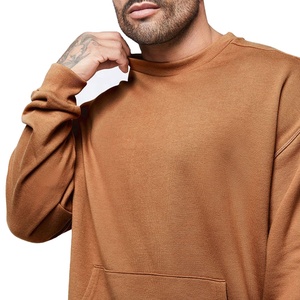 Nouveaux sweats à poche avant blanc uni tenue décontracté 100% coton épais polaire couleur unie hommes goutte épaule sweats pour hommes - Product Image 5