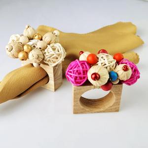 Porte-serviette en bois élégant avec perles colorées pour décor de table bohème événements de mariage charme de salle à manger d'hôtel - Product Image 3