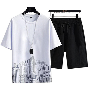 Conjunto Deportivo de Verano para Hombre al por Mayor, 2 Piezas, Camiseta y Pantalones Cortos, Ligero y Transpirable, Poliéster/Algodón, Logotipo Personalizado - Product Image 3