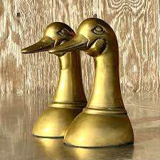 Vintage Large Brass Duck Head <b>Bookend</b> Vintage Large Brass Duck Head <b>Bookend</b> Decorative Cast Iron Bird <b>Bookends</b>, Gold, - Product Image 2
