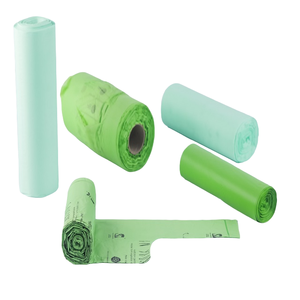 Bolsas de basura compostables certificadas EN13432 y ASTM D6400 Bolsas de basura biodegradables de almidón de maíz para residuos domésticos - Product Image 1