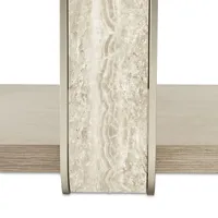 Table basse rectangulaire moderne Michael Amini Lotus Bay en bois de sable avec métal brossé