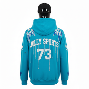 Sudadera con Capucha y Cremallera de Felpa Suave de 350 g/m², Color Turquesa, con Diseño Bordado, Logotipo Personalizado, Sudadera con Capucha de Moda Básica - Product Image 2