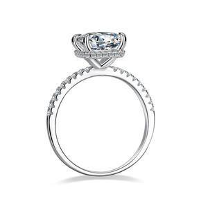 Anillo de Compromiso con Halo Oculto y Moissanita Corte Esmeralda de 1 Quilate, Plata de Ley 925, Pasa el Test de Diamantes - Product Image 3