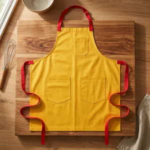 Delantal de Lona Amarillo Resistente y Reutilizable con Múltiples Bolsillos, Estilo Clásico para Limpieza y Uso Diario - Product Image 1