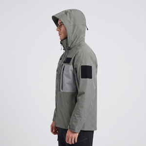 Veste tactique pour homme, coupe-vent, imperméable, col montant, multi-poches, 100% nylon, color-block, toutes saisons - Product Image 3