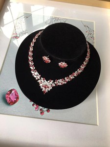 Joyería de boda india, conjunto de collar maravilloso de Rubí, conjunto de joyería de novia llamativa, collar de plata 925 con pendiente, regalo de compromiso - Product Image 2