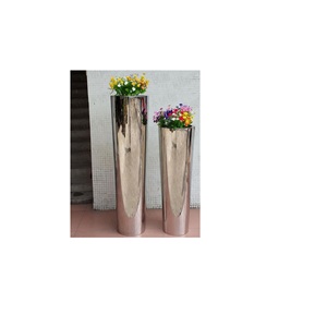 Floreros decorativos chapados en oro y Metal, jarrones de aluminio para decoración del hogar y fiesta, venta al por mayor - Product Image 1