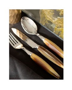 Cuchillo de cuerno natural con mango para sándwich, cuchillos para condimentos de queso y crema, Mini cuchara de acero inoxidable, cubiertos para mantequilla de queso - Product Image 1