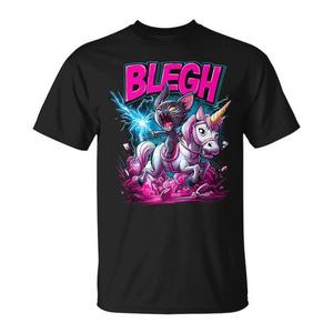 T-shirt promozionale Heavy Metal Cat Riding Unicorn Blegh - Product Image 1