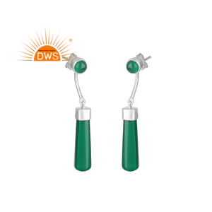 Latest Handmade Design Sterling Silver Natural Green <b>Onyx</b> Gemstone Dangle <b>Earring</b> Jewelry Manufacturer - Product Image 1