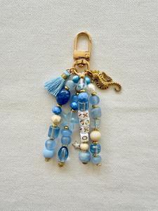 Portachiavi Artigianale con Nome Celeste, Ciondolo per Borsa Nero e Oro con Perline, Portachiavi Personalizzato con Nappa e Ciondoli Luna <span class=keywords><strong>Stella</strong></span>, Regalo Personalizzato - Product Image 6