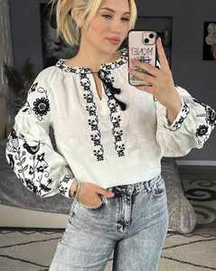 Modern kadın Boho Chic artı boyutu üst beyaz işlemeli Vyshyvanka tatlı köylü bluz dantel doğal mükemmel hediye onun için - Product Image 5
