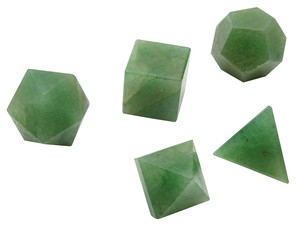 Juego de geometría geométrica con piedras de aventurina verde, sólidos platónicos, piedras naturales sagradas, para sanación. - Product Image 4