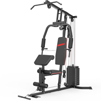 Station de musculation multifonctionnelle compacte pour la maison avec pile de poids réglable