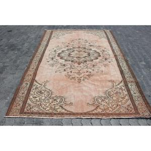 5.9x8.6 ft Rug, Turkish Vintage Large Rug, <b>Brown</b> <b>Wool</b> Rug - Product Image 1
