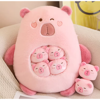 Adorable Peluche Capybara Rose de 20 Pouces PEPPAPIG, Coussin Doux Brodé, Jouet Anime pour Enfants de 2 à 4 Ans, Remplissage Coton PP, Anti-Stress, Cadeau d'Anniversaire