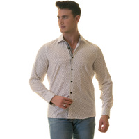 Chemise habillée homme à manches longues 100 % coton, motif Paisley intérieur à pois blancs, col boutonné, prête pour le printemps, en stock