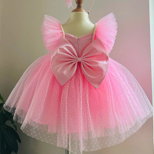 Cute Puffed Arm Princess <b>Dress</b> for <b>Girls</b> ODM Children's Party Wear Beaded Knee-Length Vietnam Made - Product Image 2