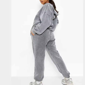 Chándal de lavado ácido de alta calidad para mujer, chándal informal con cremallera y aspecto desgastado, chándales elegantes para mujer con lavado ácido, novedad de 2025 - Product Image 3