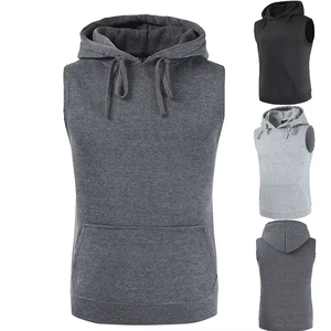 <b>Hoodie</b> Sleeveless Tank Tops Bodybuilding Custom Own Logo Men Muscle Cut Off Zip up High Quality Sleeveless Gym men's hoodies - Product Image 1