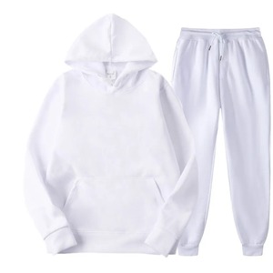 Survêtement de sport d'hiver personnalisé à capuche en polyester/coton, couleur unie, pour hommes, avec logo OEM personnalisé, vente en gros, haute qualité - Product Image 1