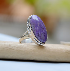 Oval Cab Purple Sugilite Gemstone 925 Sterling Silver Dainty Boho Wedding Gift <b>Statement</b> <b>Ring</b> Gemstone <b>Ring</b> Women <b>Ring</b> - Product Image 2