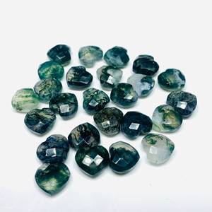 100% Agate mousse naturelle en forme de coeur pierre précieuse à facettes en vrac pierre précieuse à facettes sculptée à la main pour la fabrication de bijoux bague collier - Product Image 4