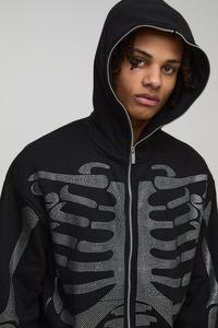 Strass Full Zipper Face Cover Haute Qualité À Capuche Logo Streetwear Vêtements Sweat Surdimensionné Hommes Zipper Hoodie - Product Image 6