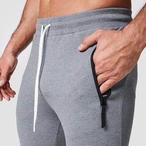 Jogging en coton et élasthanne de haute qualité personnalisable avec fermeture éclair, logo sur le devant, cordon de serrage, jogging de sport pour homme - Product Image 5