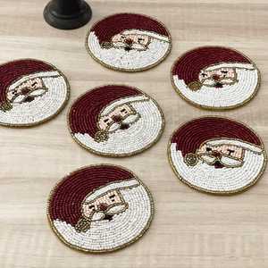 Sous-verres de thé perlés faits à la main Père Noël Design Perles multicolores Décoration de table de Noël Idée cadeau unique - Product Image 1