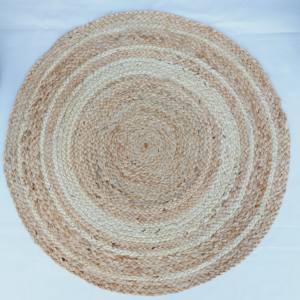 Tapis en jute de forme ronde tissé à la main, tapis tressé de style brodé et élégant rustique de luxe pour la décoration intérieure du salon - Product Image 3