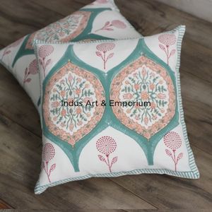 <b>Indian</b> Wholesale Hand Block Printed Cotton <b>Cushion</b> Cover Hand Made Decorative Pillow Cover - Product Image 4