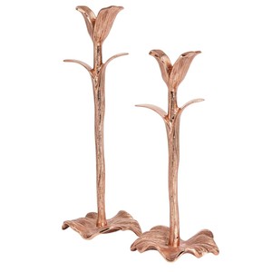 Bougeoirs en métal doré rose moderne, décoration d'intérieur, centre de table, bougeoir de mariage, cadeau - Product Image 1