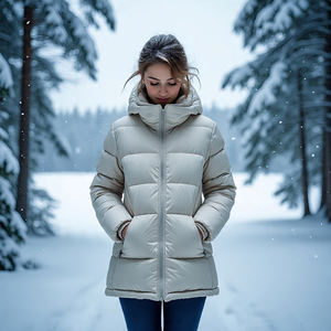 Chaquetas acolchadas con capucha de poliéster 100% para mujer, ropa de abrigo acolchada informal de manga larga, abrigo de burbujas acolchado para mujer - Product Image 6