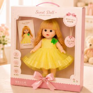 Bambola in Vinile Personalizzata TUSALMO con Pelle Bianca Americana, Capelli Lisci, Vestito Giallo, Giocattolo Educativo Parlante, Regalo all'Ingrosso per <span class=keywords><strong>Ragazze</strong></span> - Product Image 6
