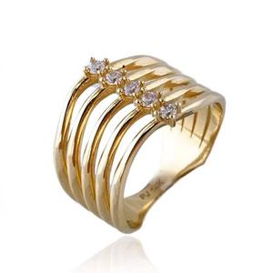 Bague de fiançailles en acier inoxydable plaqué or 24 carats faite à la main avec zircon, design unique, élégant et moderne, coupe ovale, style islamique classique - Product Image 2