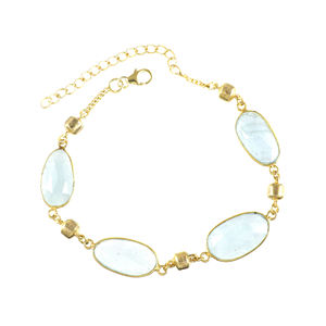Pulseras de Aguamarina Chapadas en Oro de Plata de Bajo Precio, Modernas para Regalo de Boda para Mujer, de Rajasthan Jaipur - Product Image 1