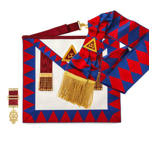 Past Master Blue Lodge Pennsylvania Regulación Delantal Azul y Oro Bordado a mano Satén Bordado a mano Lingote - Product Image 6