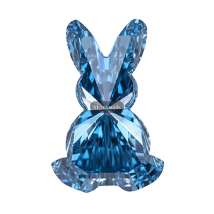 เพชรปลอมสังเคราะห์แบบปลูกในห้องปฏิบัติการ ขนาด 5 กะรัต ได้รับการรับรองจาก IGI และ GIA คุณภาพ HPHT CVD สีฟ้าแฟนซี ระดับความสะอาด VVS VS รูปทรงกระต่าย - Product Image 1