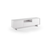Meuble TV Terraneo Bianco 2 portes avec tiroir central, design minimaliste moderne, à poser au sol, modèle EL191B, fabriqué en Italie