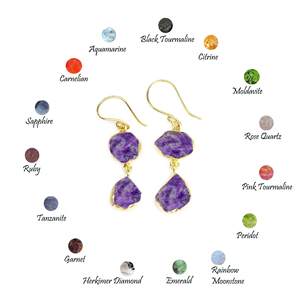 Handmade Gold-Plated Double Gemstone Dangle <b>Earrings</b> Natural Rough Moldavite Crystal for <b>Men</b> and Women for Parties and Gifts - Product Image 6