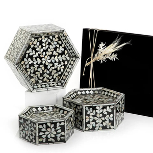 High Quality Hexagon Shaped Chocolate Display Stands Mother of Pearl Cake and <b>Dessert</b> Serving Stands Available - Product Image 5