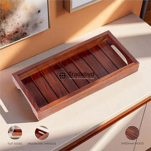 Bandeja de madera elegante Tradebyd, bandeja de servicio artesanal ecológica para cocina, comedor, casas modernas y regalos - Product Image 2